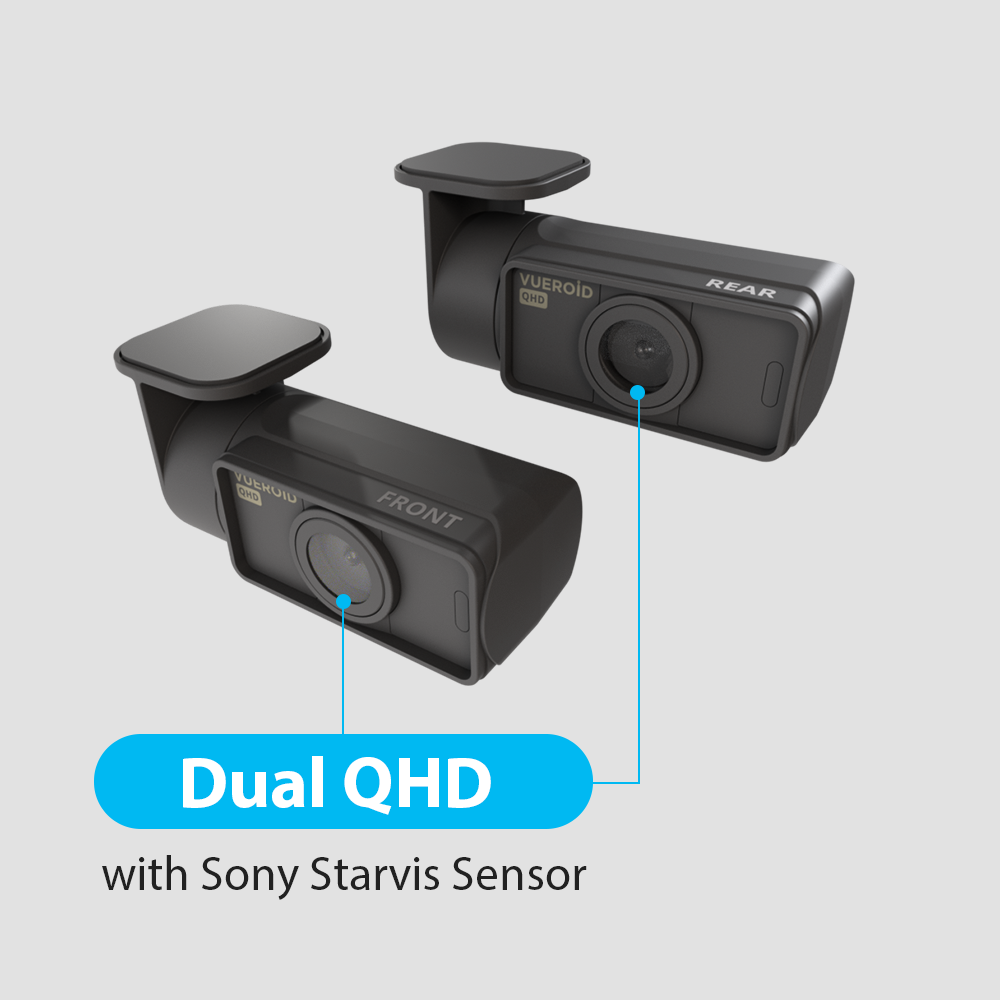 Vueroid D40 Q2 QHD Forward and Rear Dashcam Package