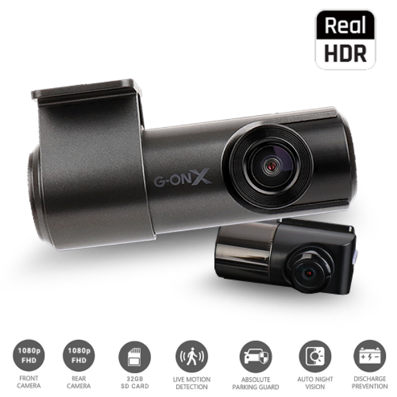 G-ON X HD Forward and Rear Dashcam - Hardwire Option